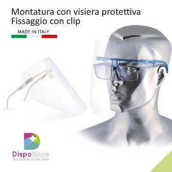 Montatura con visiera protettiva Fissaggio con clip